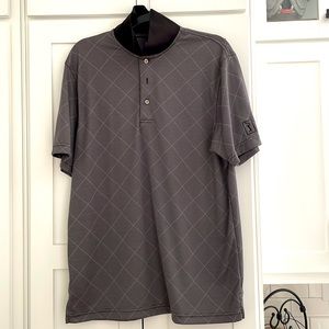 Men’s PGA TOUR Allover Print Golf Polo Shirt Black/Gray